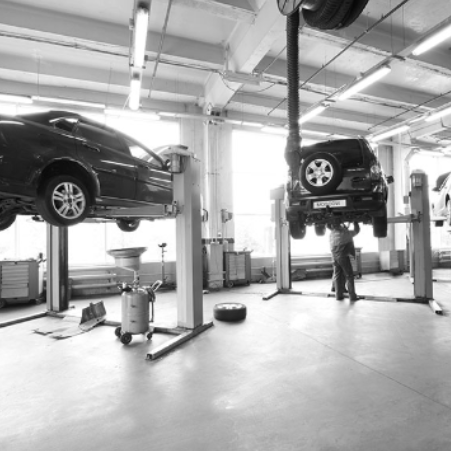 Workshop with hoists from Bendpak