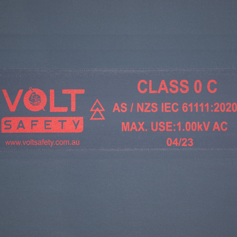 VOLT Safety label with certification details on an insulation mat