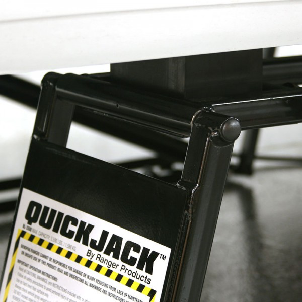 quickjack closeup of label and top hinge